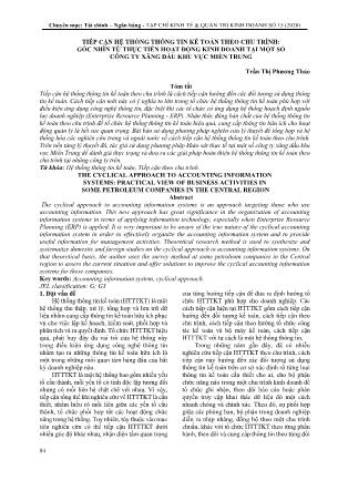 Tiếp cận hệ thống thông tin kế toán theo chu trình: Góc nhìn từ thực tiễn hoạt động kinh doanh tại một số công ty xăng dầu khu vực miền Trung