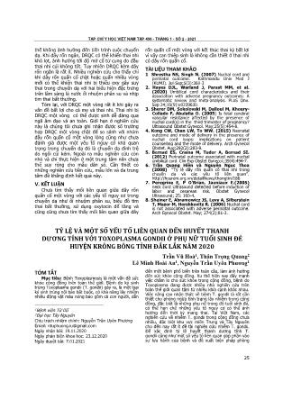 Tỷ lệ và một số yếu tố liên quan đến huyết thanh dương tính với Toxoplasma Gondii ở phụ nữ tuổi sinh đẻ huyện Krông Bông tỉnh Đắk Lắk năm 2020