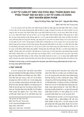 U xơ tử cung ký sinh vào phúc mạc thành bụng sau phẫu thuật nội soi bóc u xơ tử cung có dùng máy nghiền bệnh phẩm