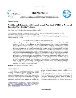Validity and reliability of neonatal infant pain scale (NIPS) in neonatal intensive care unit in Vietnam