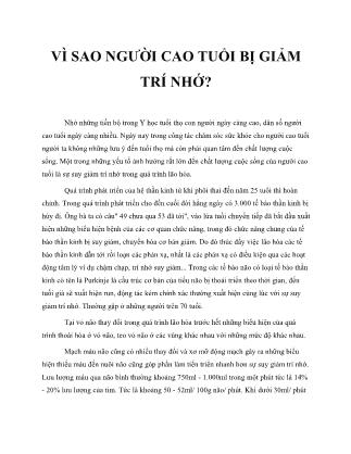 Vì sao người cao tuổi bị giảm trí nhớ?