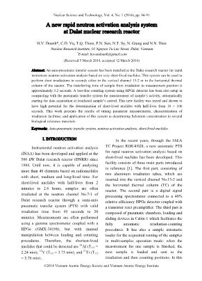 A new rapid neutron activation analysis system at Dalat nuclear research reactor