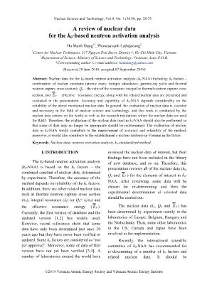 A review of nuclear data for the k₀-based neutron activation analysis