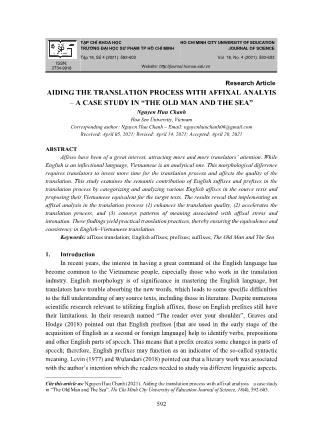 Aiding the translation process with affixal analyis – A case study in “The Old Man and The Sea”