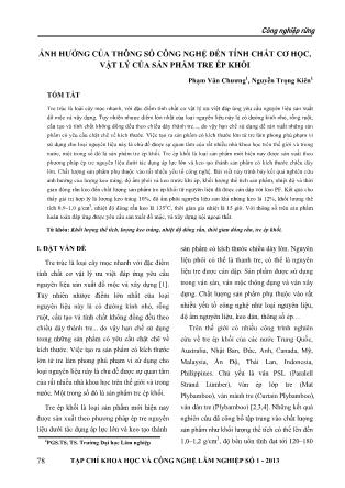 Ảnh hưởng của thông số công nghệ đến tính chất cơ học, vật lý của sản phẩm tre ép khối