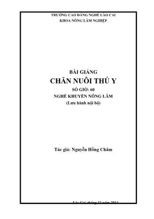 Bài giảng Chăn nuôi thú y - Nghề: Khuyến nông lâm