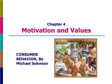 Bài giảng Consumer Behavior 8e - Chapter 4: Motivation and Values - Hoàng Đức Bình