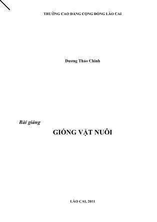 Bài giảng Giống vật nuôi - Dương Thảo Chinh