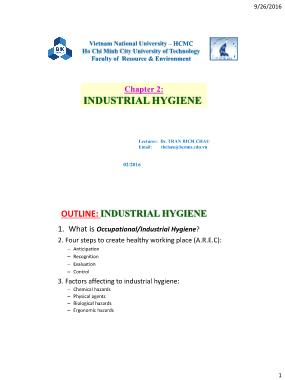 Bài giảng Industrial safety and environemental hygiene - Chapter 2: Industrial hygiene - Trần Bích Châu