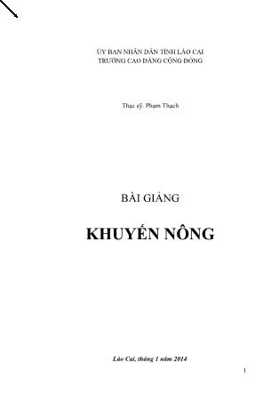 Bài giảng Khuyến nông - Phạm Thạch