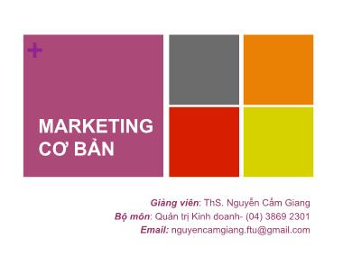 Bài giảng Marketing cơ bản - Chương 3: Môi trường marketing của doanh nghiệp - Nguyễn Cẩm Giang
