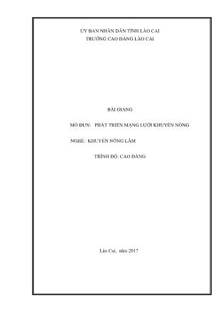 Bài giảng mô đun Phát triển mạng lưới khuyến nông - Nghề: Khuyến nông lâm