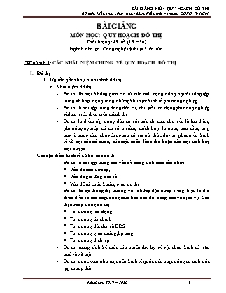 Bài giảng môn học Quy hoạch đô thị