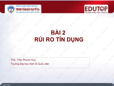 Bài giảng Ngân hàng thương mại 2 - Bài 2: Rủi ro tín dụng - Trần Phước Huy