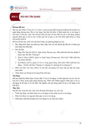 Bài giảng Ngân hàng thương mại 2 - Bài 2: Rủi ro tín dụng