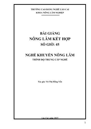 Bài giảng Nông lâm kết hợp - Nghề: Khuyến nông lâm