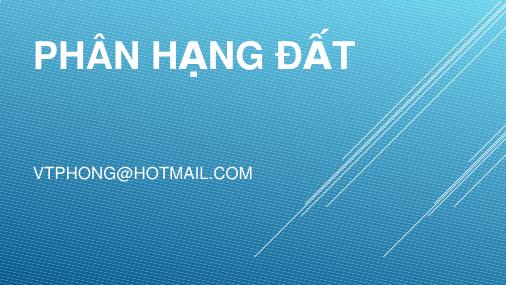 Bài giảng Phân hạng đất