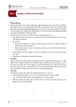 Bài giảng Quản trị ngân hàng thương mại 2 - Bài 4: Quản lý vốn chủ sở hữu