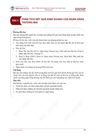 Bài giảng Quản trị ngân hàng thương mại 2 - Bài 5: Phân tích kết quả kinh doanh của ngân hàng thương mại