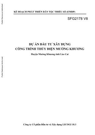 Báo cáo Dự án đầu tư xây dựng công trình thủy điện Mường Khương, huyện Mường Khương, tỉnh Lào Cai