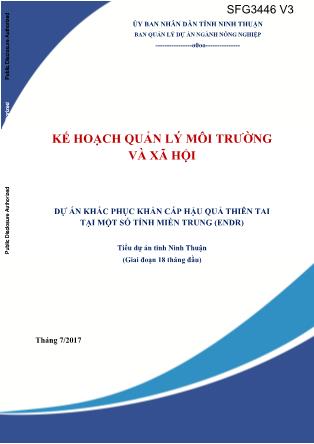 Báo cáo Dự án khắc phục khẩn cấp hậu quả thiên tai tại một số tỉnh miền Trung (ENDR)