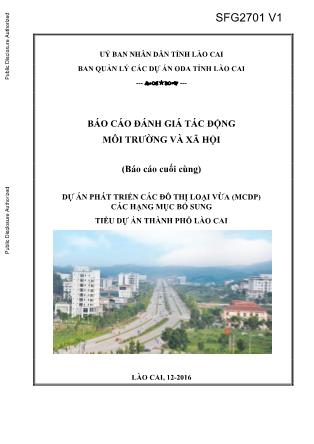Báo cáo Dự án phát triển các đô thị loại vừa tiểu dự án thành phố Lào Cai các hạng mục bổ sung