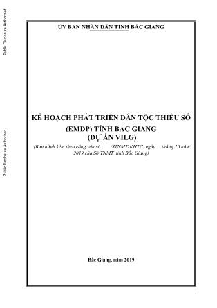 Báo cáo Kế hoạch phát triển dân tộc thiểu số (EMDP) tỉnh Bắc Giang (Dự án VILG)