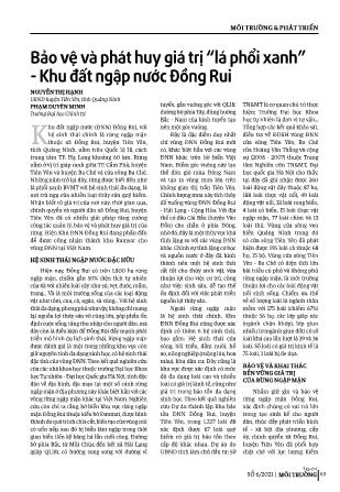 Bảo vệ và phát huy giá trị “lá phổi xanh” - Khu đất ngập nước Đồng Rui