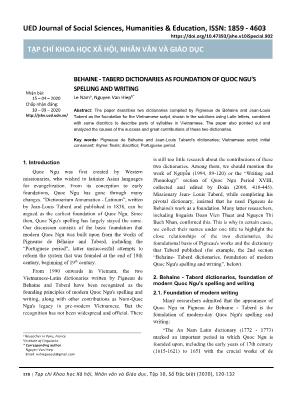 Behaine - Taberd dictionaries as foundation of Quoc Ngus spelling and writing