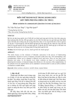 Biến thể thành ngữ trong hành chức (Xét trên phương diện cấu trúc)