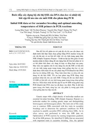 Bước đầu xây dựng bộ chỉ thị SSR của DNA dưa leo và nhiệt độ bắt cặp tối ưu của các mồi SSR cho phản ứng PCR