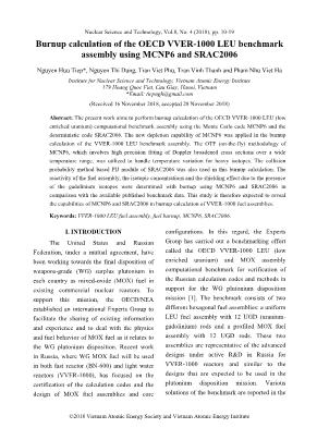 Burnup calculation of the OECD VVER-1000 LEU benchmark assembly using MCNP6 and SRAC2006