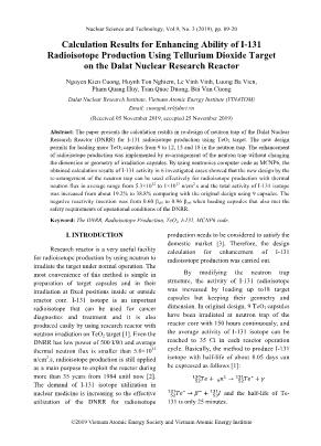 Calculation results for enhancing ability of  I-131 radioisotope production using tellurium dioxide target on the Dalat nuclear research reactor