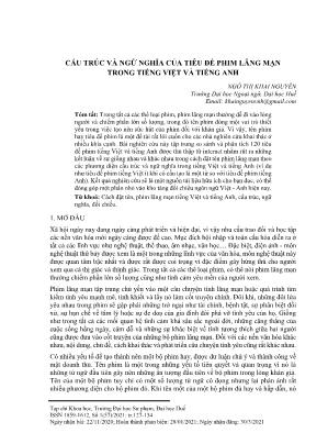 Cấu trúc và ngữ nghĩa của tiêu đề phim lãng mạn trong tiếng Việt và tiếng Anh