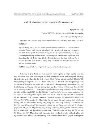 Chủ đề tình yêu trong thơ Nguyễn Trọng Tạo