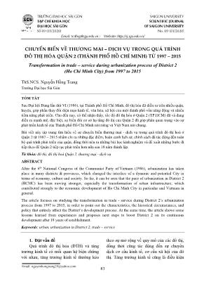 Chuyển biến về thương mại – dịch vụ trong quá trình đô thị hóa Quận 2 (Thành phố Hồ Chí Minh) từ 1997-2015