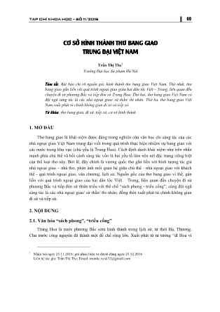 Cơ sở hình thành thơ bang giao trung đại Việt Nam