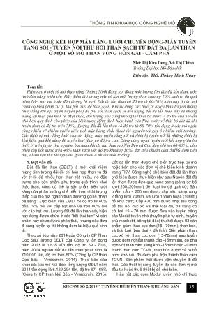 Công nghệ kết hợp máy lắng lưới chuyển động - máy tuyển tầng sôi - tuyển nổi thu hồi than sạch từ đất đá lẫn than ở một số mỏ than vùng Hòn Gai - Cẩm Phả