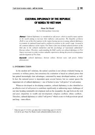 Cultural diplomacy of the republic of korea to Viet Nam