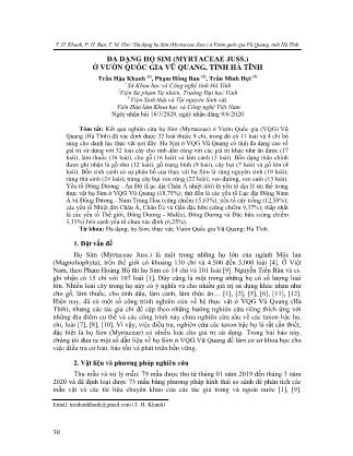 Đa dạng họ sim (Myrtaceae juss.) ở Vườn quốc gia Vũ Quang, tỉnh Hà Tĩnh