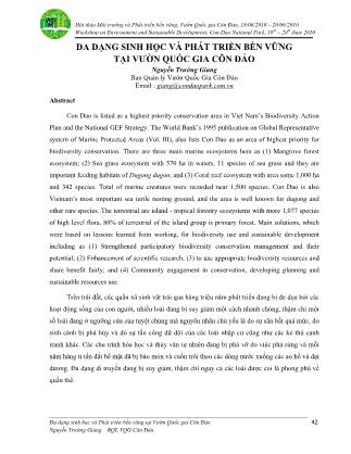 Đa dạng sinh học và phát triển bền vững tại Vườn quốc gia Côn Đảo