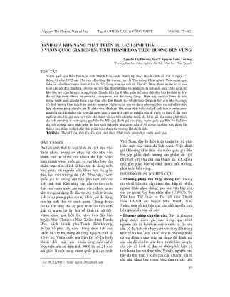 Đánh giá khả năng phát triển du lịch sinh thái ở Vườn quốc gia Bến En, tỉnh Thanh Hóa theo hướng bền vững