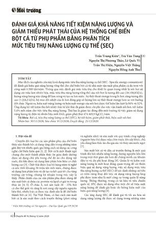 Đánh giá khả năng tiết kiệm năng lượng và giảm thiểu phát thải của hệ thống chế biến bột cá từ phụ phẩm bằng phân tích mức tiêu thụ năng lượng cụ thể (SEC)