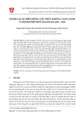 Đánh giá sự biến động cấu trúc không gian xanh ở thành phố Huế giai đoạn 2001-2016