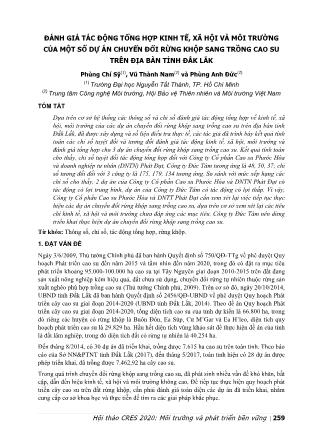 Đánh giá tác động tổng hợp kinh tế, xã hội và môi trường của một số dự án chuyển đổi rừng khộp sang trồng cao su trên địa bàn tỉnh Đắk Lắk