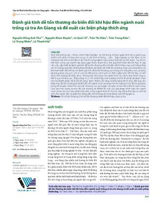 Đánh giá tính dễ tổn thương do biến đổi khí hậu đến ngành nuôi trồng cá tra An Giang và đề xuất các biện pháp thích ứng