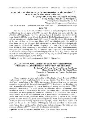 Đánh giá tình hình phát triển một số loài lâm sản ngoài gỗ ở huyện A Lưới, tỉnh Thừa Thiên Huế