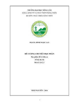 Đề cương chi tiết học phần Bố trí dân cư - Đinh Ngọc Lan