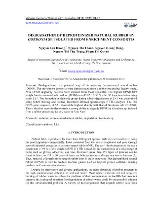 Degradation of deproteinized natural rubber by Gordonia sp. Isolated from enrichment consortia
