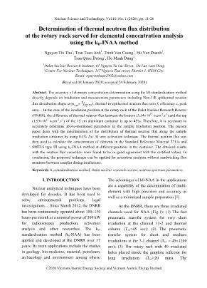 Determination of thermal neutron flux distribution at the rotary rack served for elemental concentration analysis using the k₀-INAA method